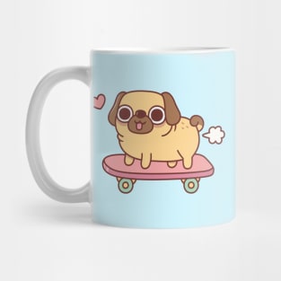 Cute Farting Pug On Skateboard Funny Mug